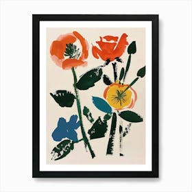 Painted Florals Rose 14 Art Print