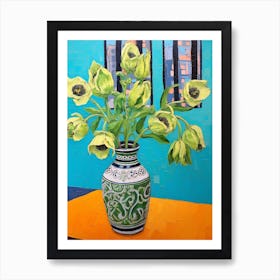 Flowers In A Vase Still Life Painting Aconitum 1 Art Print