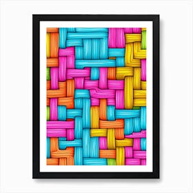 Modern Crochet Illustration Neon Art Print