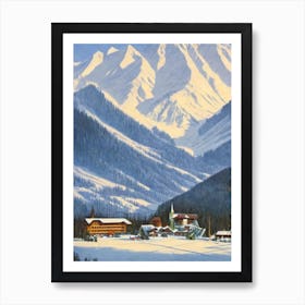 Kranjska Gora, Slovenia Ski Resort Vintage Landscape 2 Skiing Poster Art Print