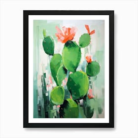 Green Abstract Cactus Painting 3 Art Print