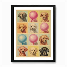 Collection Of Vintage Dogs Puppies And Lollipops Kitsch 8 Art Print