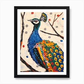 Peacock On The Branches Painting 1 Art Print