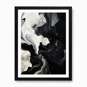 Fluidity Abstract Black And White 3 Art Print