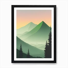 Misty Mountains Vertical Composition In Green Tone 211 Art Print