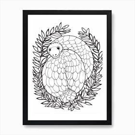 Line Art Jungle Animal Pangolin 2 Art Print