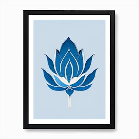 Blue Lotus Retro Minimal 2 Art Print