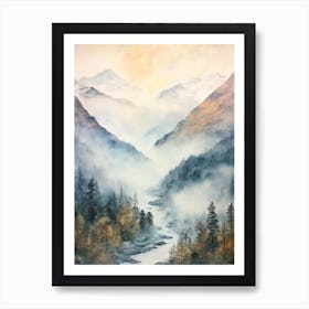 Autumn Forest Landscape The Mount Aspiring National Forest New Zealand Art Print