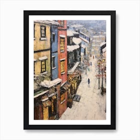 Vintage Winter Painting Bergen Norway Art Print