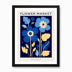 Blue Flower Market Poster Buttercup 4 Art Print