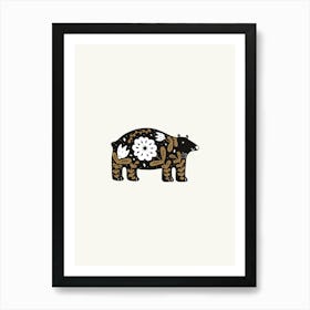 Bear With Flowers Folk Scandi Art Print