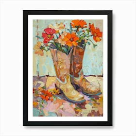 Cowboy Boots And Wildflowers 3 Art Print