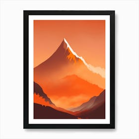 Misty Mountains Vertical Composition In Orange Tone 175 Art Print