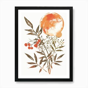 Moon And Berries Art Print