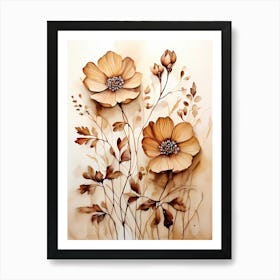 Brown Flowers Art Print