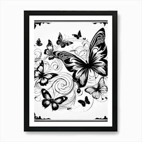 Butterflies And Swirls Art Print