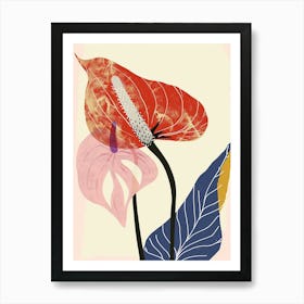 Colourful Flower Illustration Flamingo Flower 1 Art Print