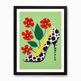 High Heeled Shoe With flowers Art Print