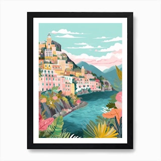 Amalfi Coast, Italy Illustration Art Print