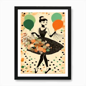 Audrey Hepburn Style - Girl With Balloons Art Print