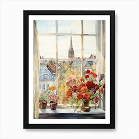 Window View Of Reykjavik Iceland In Autumn Fall, Watercolour 3 Art Print