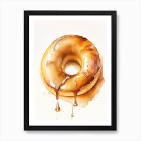 Caramel Glazed Donut Cute Neon 4 Art Print