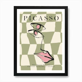 Picasso on Checkered Pattern Art Print