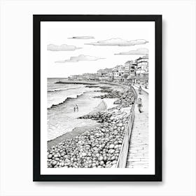 View Of Sydney, Australia Line Art Black And White 10 Art Print