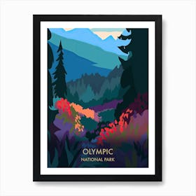 Olympic National Park Travel Poster Matisse Style 5 Art Print