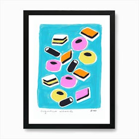 Liquorice Allsorts Blue Sweets Art Print