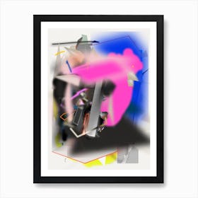 Coloful Geometric Abstraction Black Pink Yellow And Blue 1 Art Print