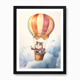 Baby Chipmunk 3 In A Hot Air Balloon Art Print