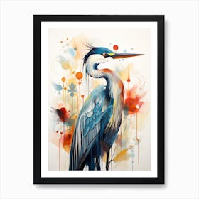 Bird Painting Collage Great Blue Heron 3 Art Print