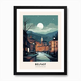 Winter Night  Travel Poster Belfast Northern Ireland 3 Art Print