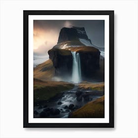 Kirkjufellsfoss, Iceland Realistic Photograph (1) Art Print