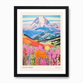 Mount Baker United States 2 Colourful Mountain Illustration Poster Art Print