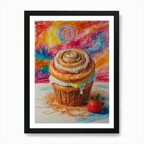 Cupcake With A Strawberry Art Print