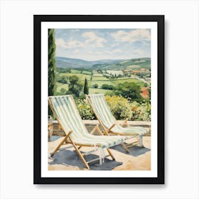 Sun Lounger By The Pool In Montalcino Italy Art Print