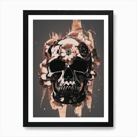 Skull With Flowers Art Print