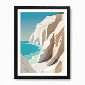 Scala Dei Turchi, Sicily - Retro Landscape Beach and Coastal Theme Travel Poster Art Print