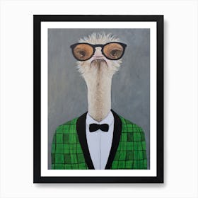 Vintage Ostrich In Bathtub Art Print