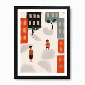 San Francisco, California Scene, Tiny People And Illustration 1 Art Print