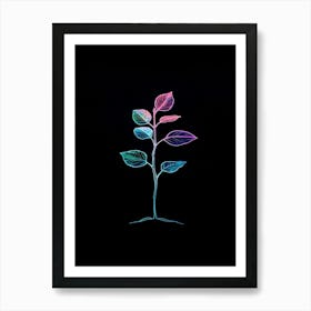 Tree On Black Background Art Print