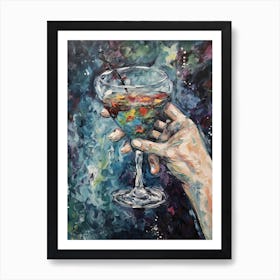 A Hand Holding A Martini Painting 4 Art Print