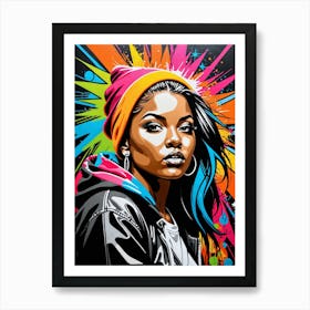 Graffiti Mural Of Beautiful Hip Hop Girl 10 Art Print