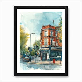 Haringey London Borough   Street Watercolour 3 Art Print