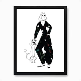 Poodle Lady Art Print