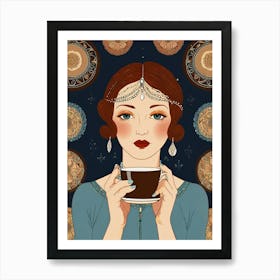 Girl With A Cup Of Coffee 1 Art Print