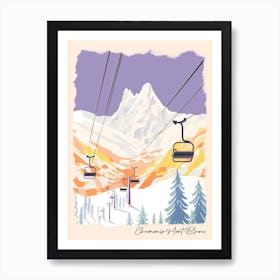 Poster Of Chamonix Mont Blanc   France, Ski Resort Pastel Colours Illustration 2 Art Print