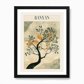 Banyan Tree Minimal Japandi Illustration 2 Poster Art Print